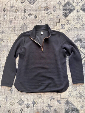 Skechers GO LUXE Rib 1/4 Zip Pullover Black Quarter-Zip Size XL